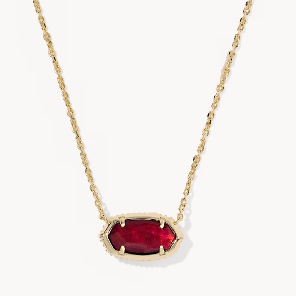 Kendra Scott Elisa Bow Gold Short Pendant Necklace in Dark Burgundy Illusion - Picture 4 of 4
